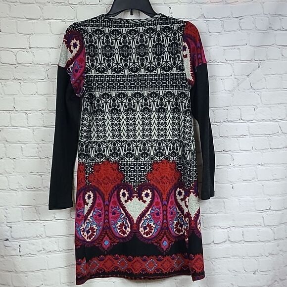 Anthropologie Funky People Boho Rhinestone Felt Sweater Dress Long Sleeve Medium - Picture 3 of 11